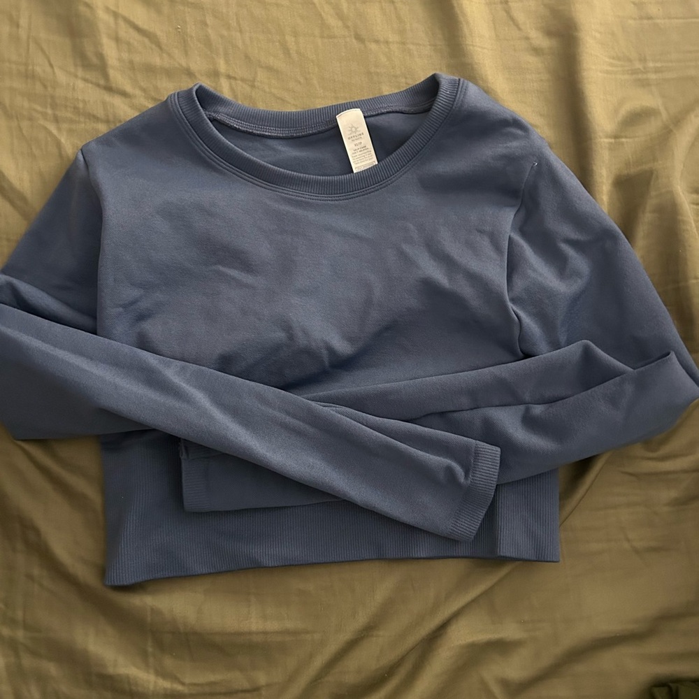 Aerie Blue Long Sleeve Top, workout top WORN ONCE